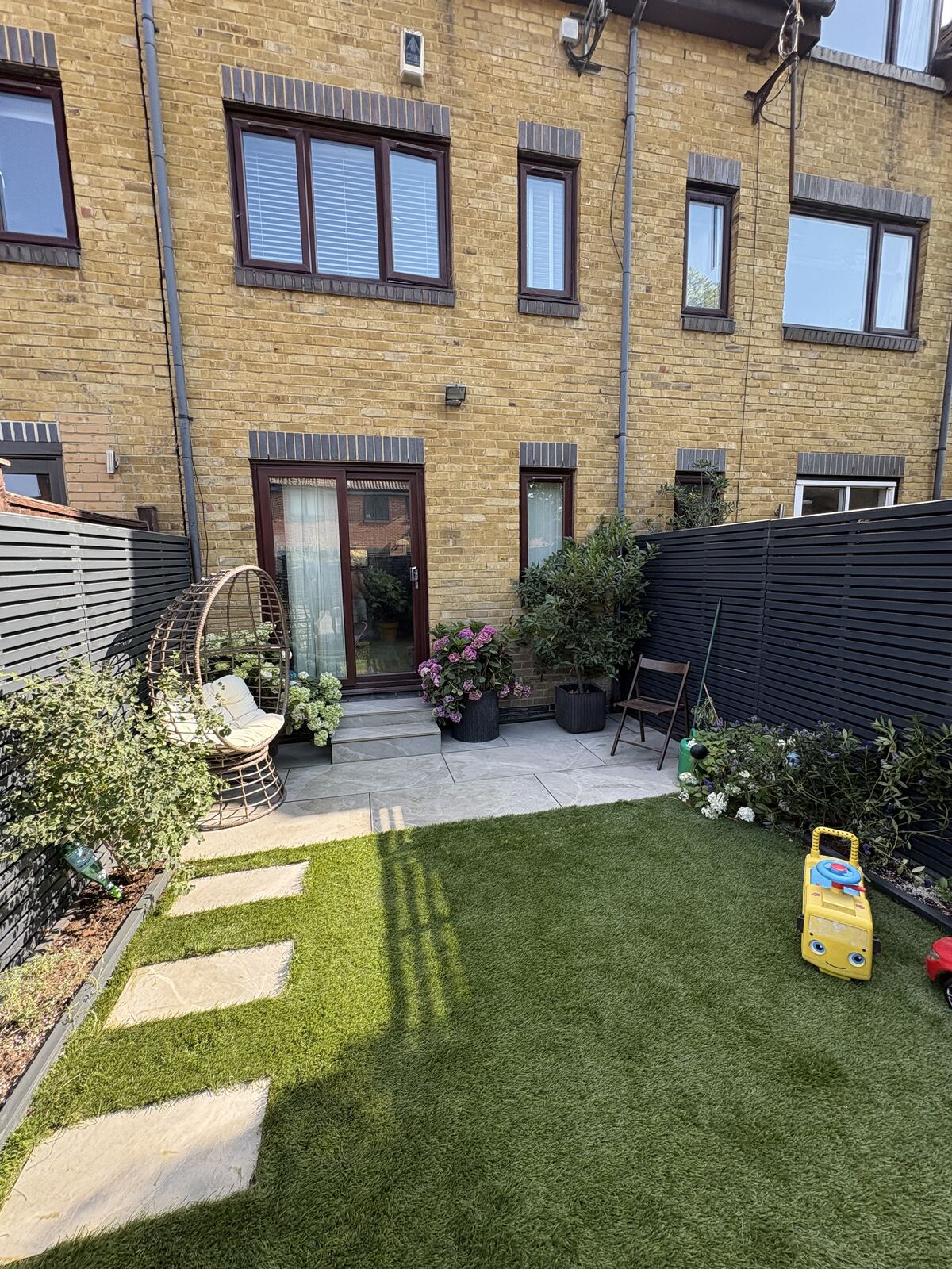 After: finished patio, fencing and lawn